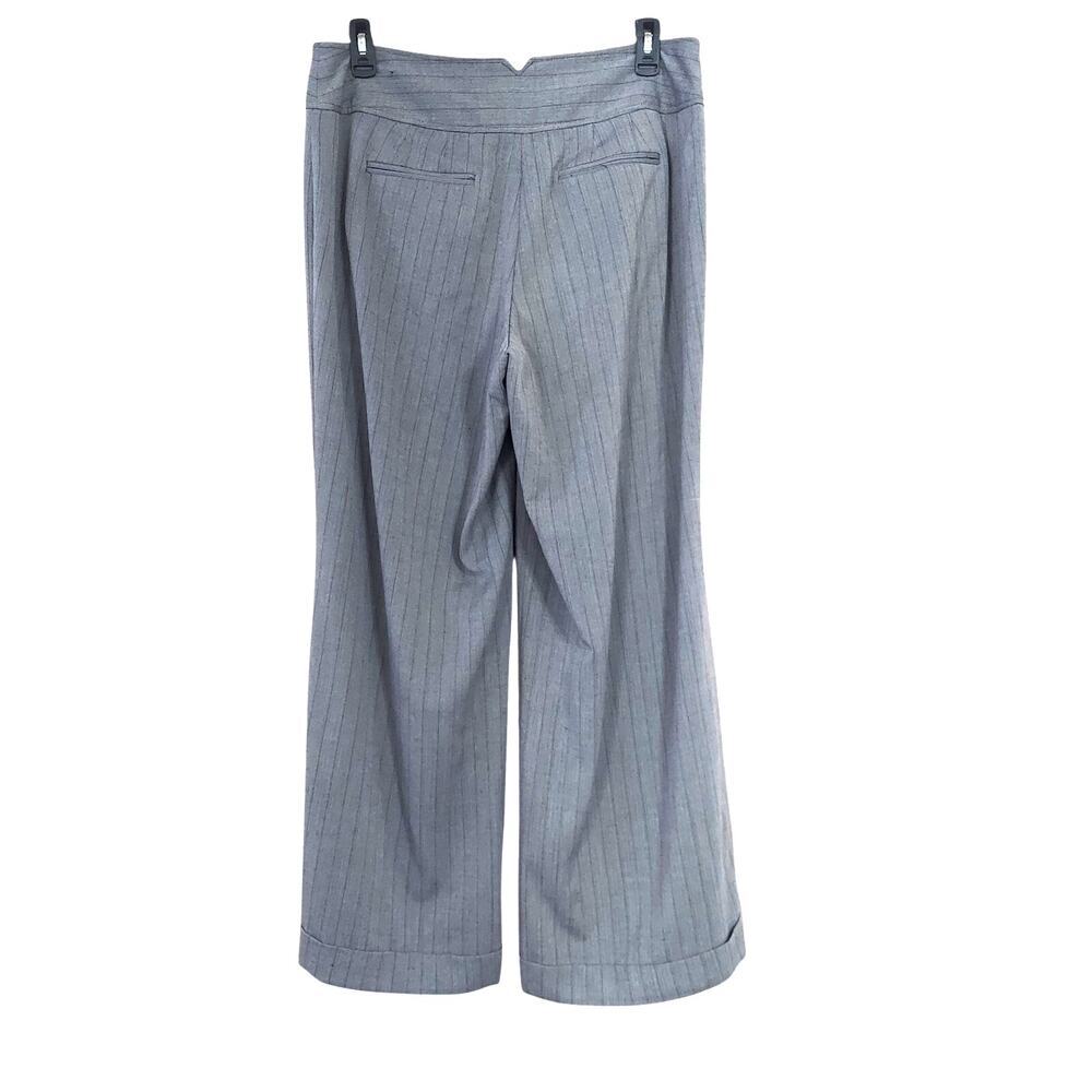 Lane Bryant Gray Herringbone & Black Striped Pattern Cuffed Wide Leg Slacks - Picture 4 of 8